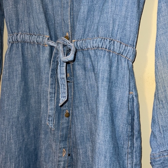 TOMMY HILFIGER small denim dress long sleeve pockets button down belted - Picture 4 of 13